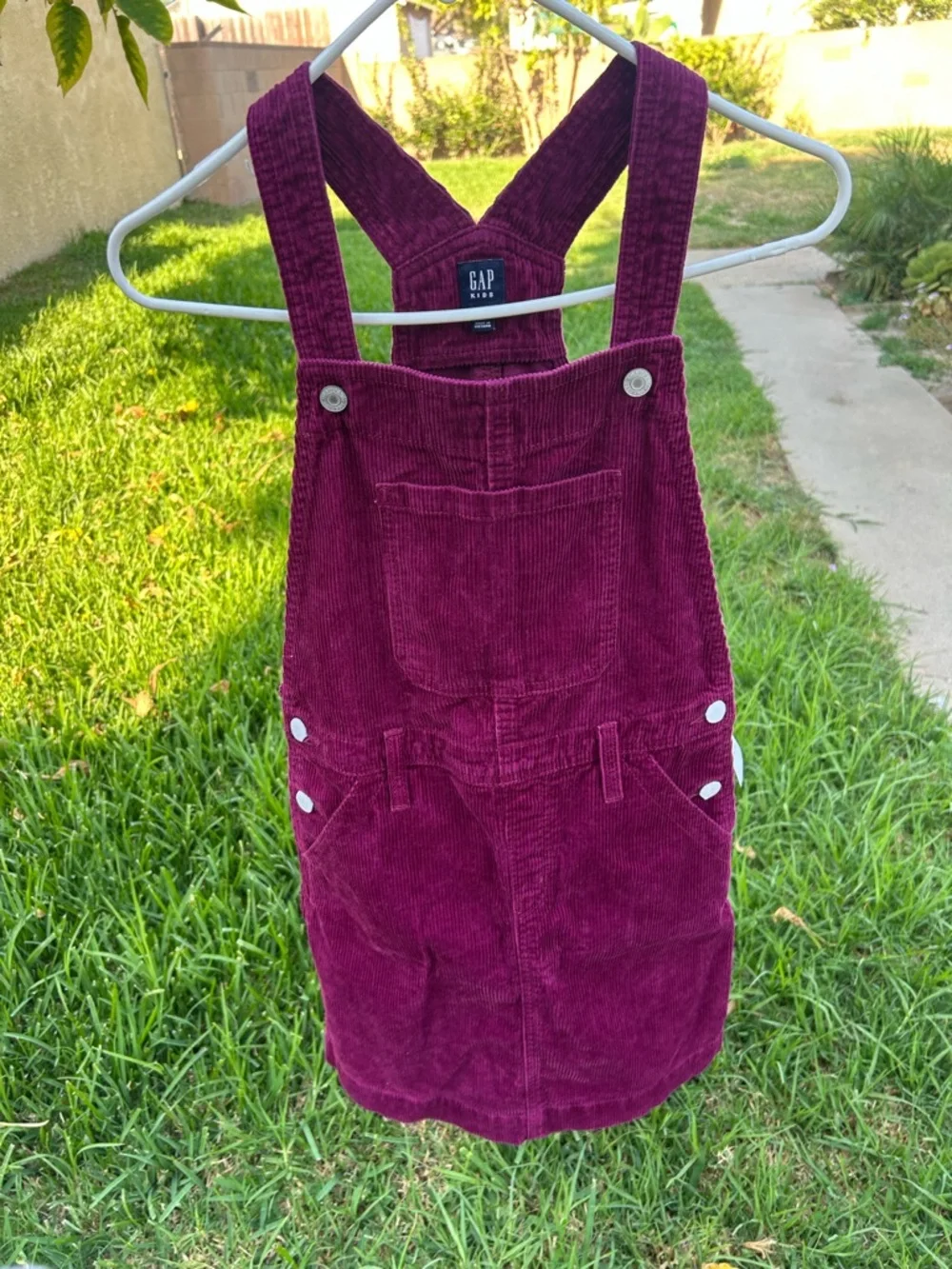 GAP Girls Corduroy Pinafore Dress in Deep Berry